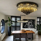 Light Luxury Smoke Gray Round Crystal Flush Mount