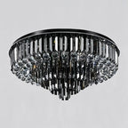 Light Luxury Smoke Gray Round Crystal Flush Mount