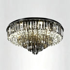 Light Luxury Smoke Gray Round Crystal Flush Mount