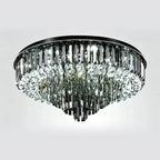 Light Luxury Smoke Gray Round Crystal Flush Mount