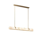 Linear Alabaster Chandelier, Kitchen Island Pendant Light - L 60cm x W 9cm x H 9cm / L 23.6″ x W 3.5″ x H 3.5″Brass & WhiteWarm LightManorlights