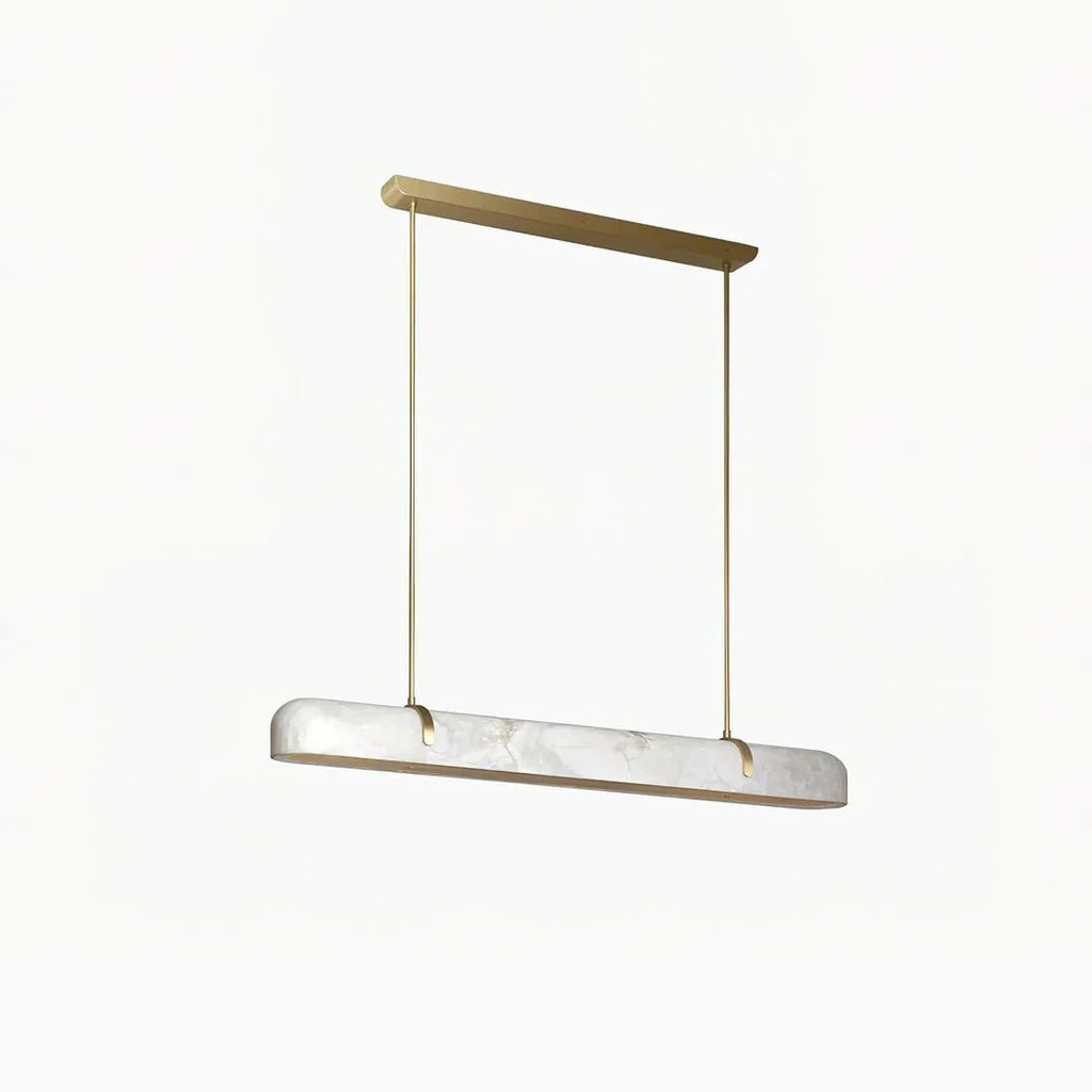 Linear Alabaster Chandelier, Kitchen Island Pendant Light - L 60cm x W 9cm x H 9cm / L 23.6″ x W 3.5″ x H 3.5″Brass & WhiteWarm LightManorlights