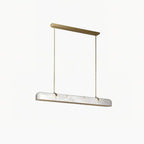 Linear Alabaster Chandelier, Kitchen Island Pendant Light - L 60cm x W 9cm x H 9cm / L 23.6″ x W 3.5″ x H 3.5″Brass & WhiteWarm LightManorlights
