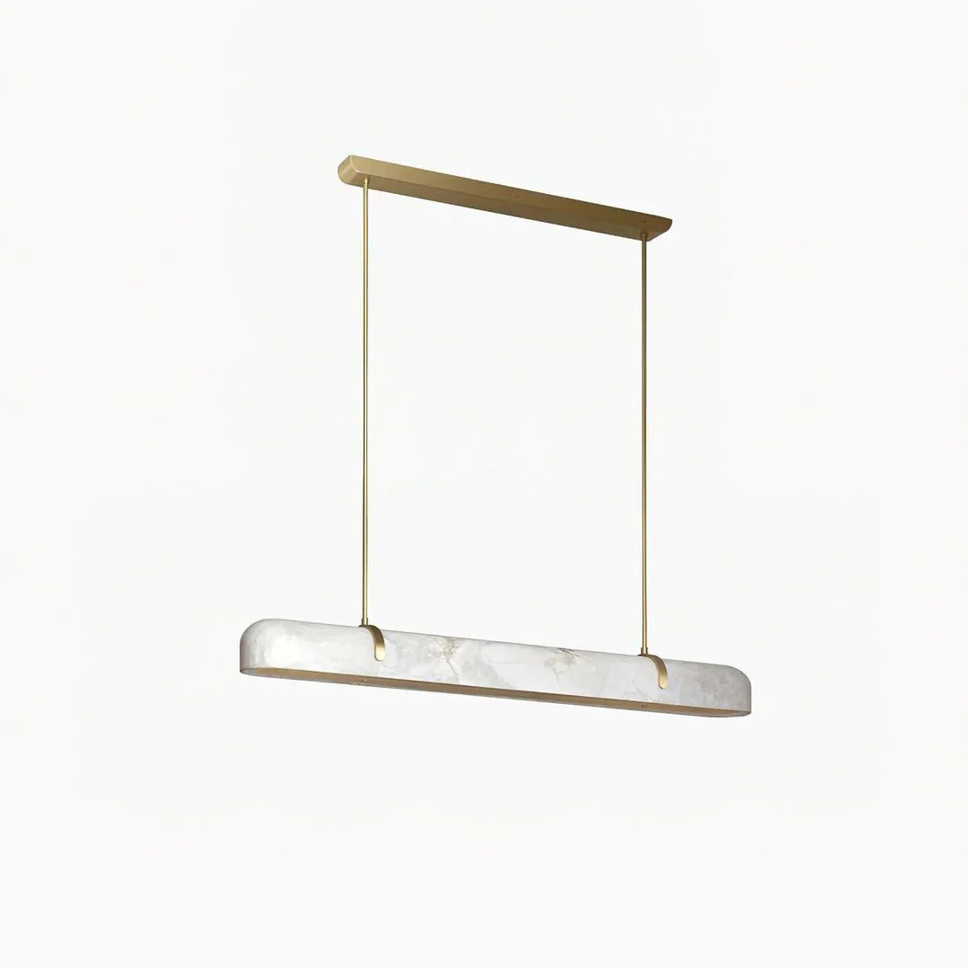 Linear Alabaster Chandelier, Kitchen Island Pendant Light - L 60cm x W 9cm x H 9cm / L 23.6″ x W 3.5″ x H 3.5″Brass & WhiteWarm LightManorlights