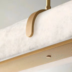 Linear Alabaster Chandelier, Kitchen Island Pendant Light - L 60cm x W 9cm x H 9cm / L 23.6″ x W 3.5″ x H 3.5″Brass & WhiteWarm LightManorlights