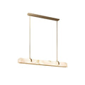 Linear Alabaster Chandelier, Kitchen Island Pendant Light - L 60cm x W 9cm x H 9cm / L 23.6″ x W 3.5″ x H 3.5″Brass & WhiteWarm LightManorlights