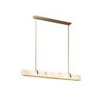 Linear Alabaster Chandelier, Kitchen Island Pendant Light - L 60cm x W 9cm x H 9cm / L 23.6″ x W 3.5″ x H 3.5″Brass & WhiteWarm LightManorlights