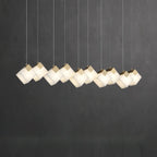 Linear Alabaster Cube Chandelier 6-Light Brass Island Pendant Light - 10-Lights ∅ 47.2" x H 3.9"Gold & White -  Manorlights