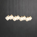 Linear Alabaster Cube Chandelier 6-Light Brass Island Pendant Light - 8-Lights ∅ 37.8" x H 3.9"Gold & White -  Manorlights