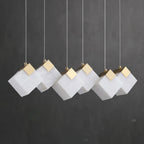 Linear Alabaster Cube Chandelier 6-Light Brass Island Pendant Light - 10-Lights ∅ 47.2" x H 3.9"Gold & White -  Manorlights