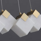 Linear Alabaster Cube Chandelier 6-Light Brass Island Pendant Light - 10-Lights ∅ 47.2" x H 3.9"Gold & White -  Manorlights