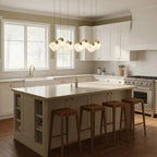 Linear Alabaster Cube Chandelier 6-Light Brass Island Pendant Light - 10-Lights ∅ 47.2" x H 3.9"Gold & White -  Manorlights
