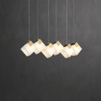 Linear Alabaster Cube Chandelier 6-Light Brass Island Pendant Light - 10-Lights ∅ 47.2" x H 3.9"Gold & White -  Manorlights