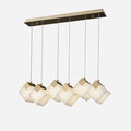 Linear Alabaster Cube Chandelier 6-Light Brass Island Pendant Light - 6-Lights ∅ 27.6" x H 3.9"Gold & White -  Manorlights
