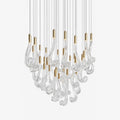 Lucerna LED Glass Flame Chandelier - Dia 23.6″ × H 39.4″Gold & ClearWarm LightBlushlighting