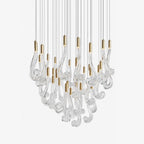 Lucerna LED Glass Flame Chandelier - Dia 23.6″ × H 39.4″Gold & ClearWarm LightBlushlighting