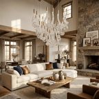 Lucerna LED Glass Flame Chandelier - Dia 23.6″ × H 39.4″Gold & ClearWarm LightBlushlighting
