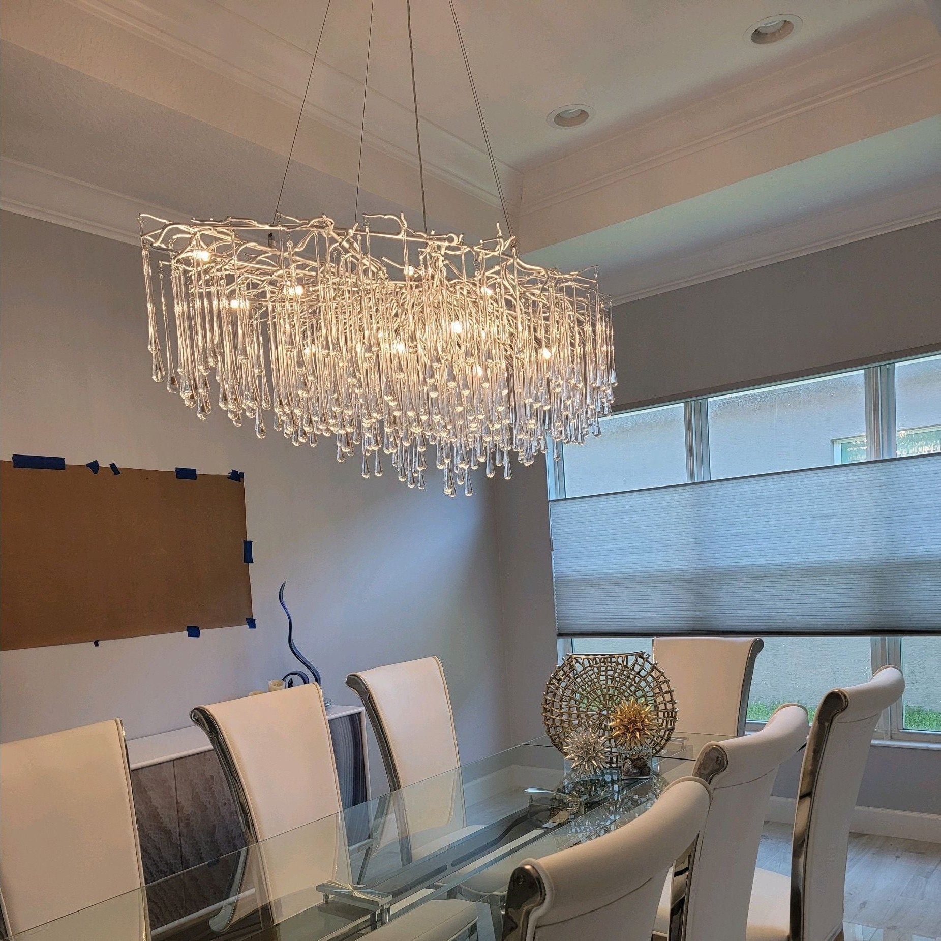 Lukas Oval Branching Brass Linear Teardrop Chandelier - 47" lengthDark Copper - Manorlights