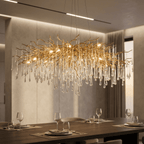Lukas Oval Branching Brass Linear Teardrop Chandelier - 54" LengthDark Copper - Manorlights