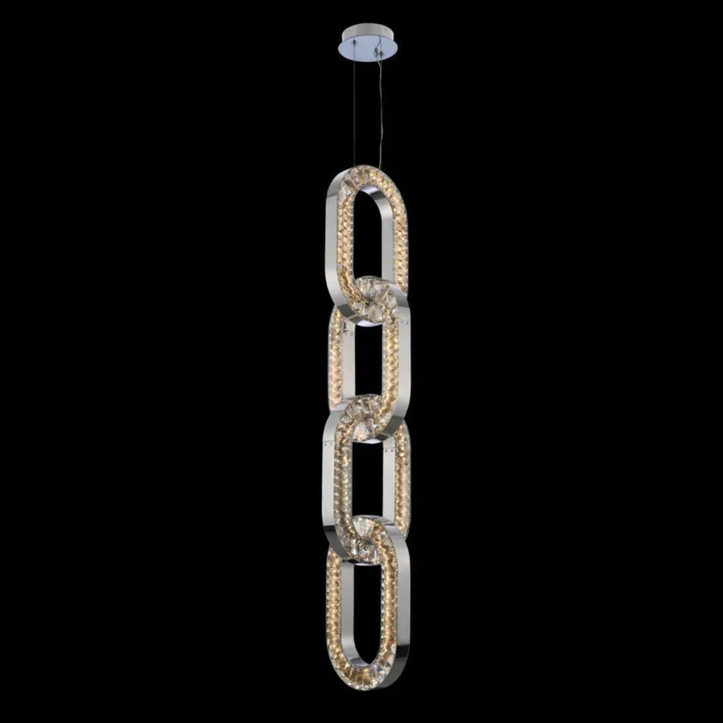 Luxury Crystal and Metal Chain Pendant Chandelier for High Ceilings with Modern Finish - Vertical/3 Rings/D12"*H48"/26kgGoldWarm LightManorlights