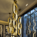 Luxury Crystal and Metal Chain Pendant Chandelier for High Ceilings with Modern Finish - Vertical/3 Rings/D12"*H48"/26kgGoldWarm LightManorlights