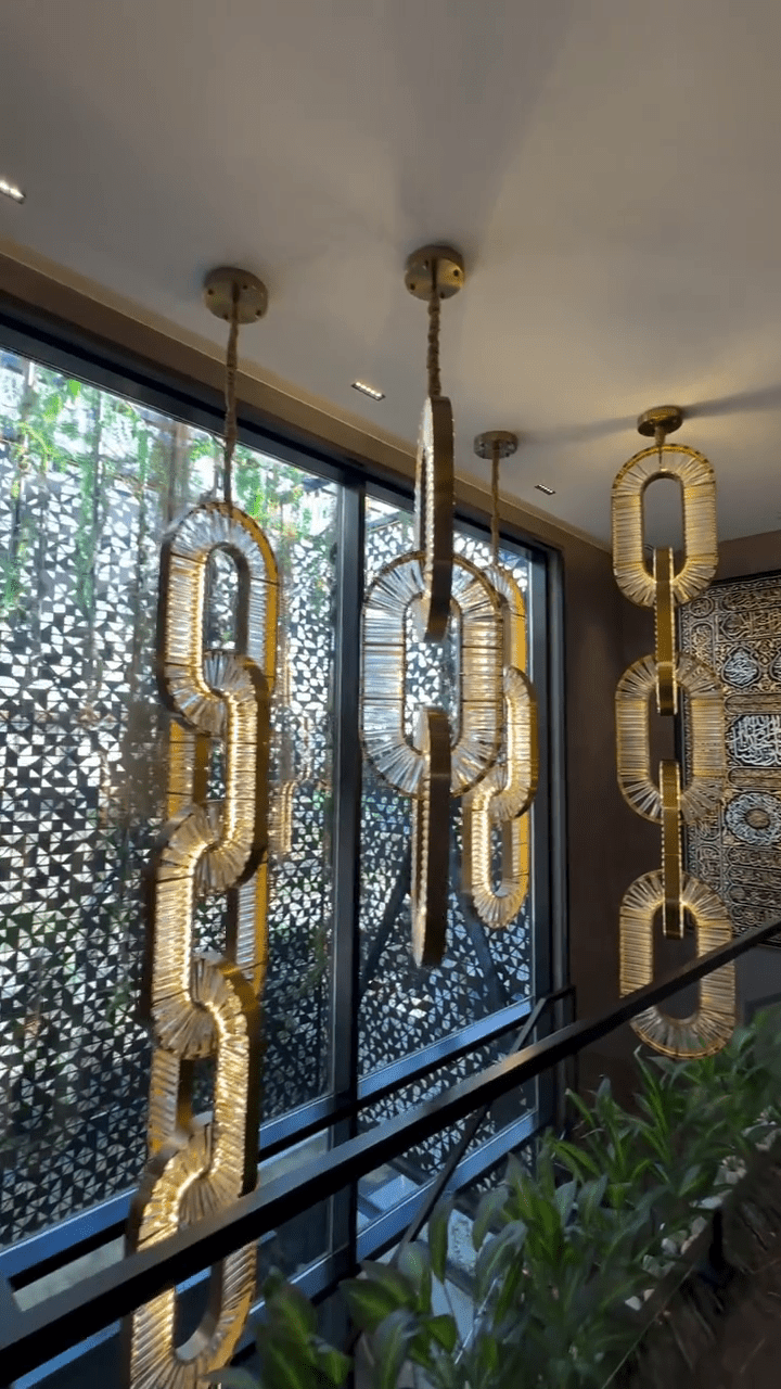 Luxury Crystal and Metal Chain Pendant Chandelier for High Ceilings with Modern Finish - Vertical/3 Rings/D12"*H48"/26kgGoldWarm LightManorlights