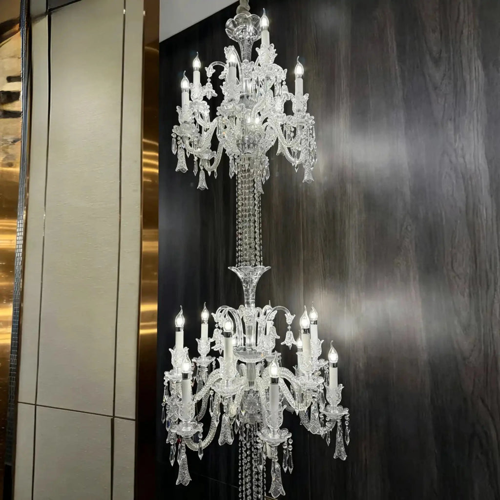 Luxury Dual-Tier Palace Crystal Chandelier - 24 Lights/D32.28"*H90.55"(D82cm*H230cm)Warm LightManorlights