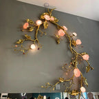 Luxury Elegant Golden Branch Blossom Twig Natural Crystal Lighting Set - Pendant Chandelier/L50.39“*W24.8”Warm LightManorlights