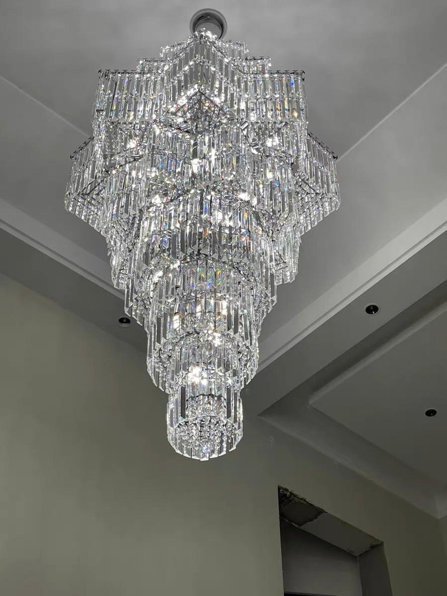 Luxury Extra Large Plaza Multi-Tier Crystal Chandelier For Hotel Hall / 2 Story Foyer / High Ceiling Living Room-Chandeliers-Manolights-Manolights