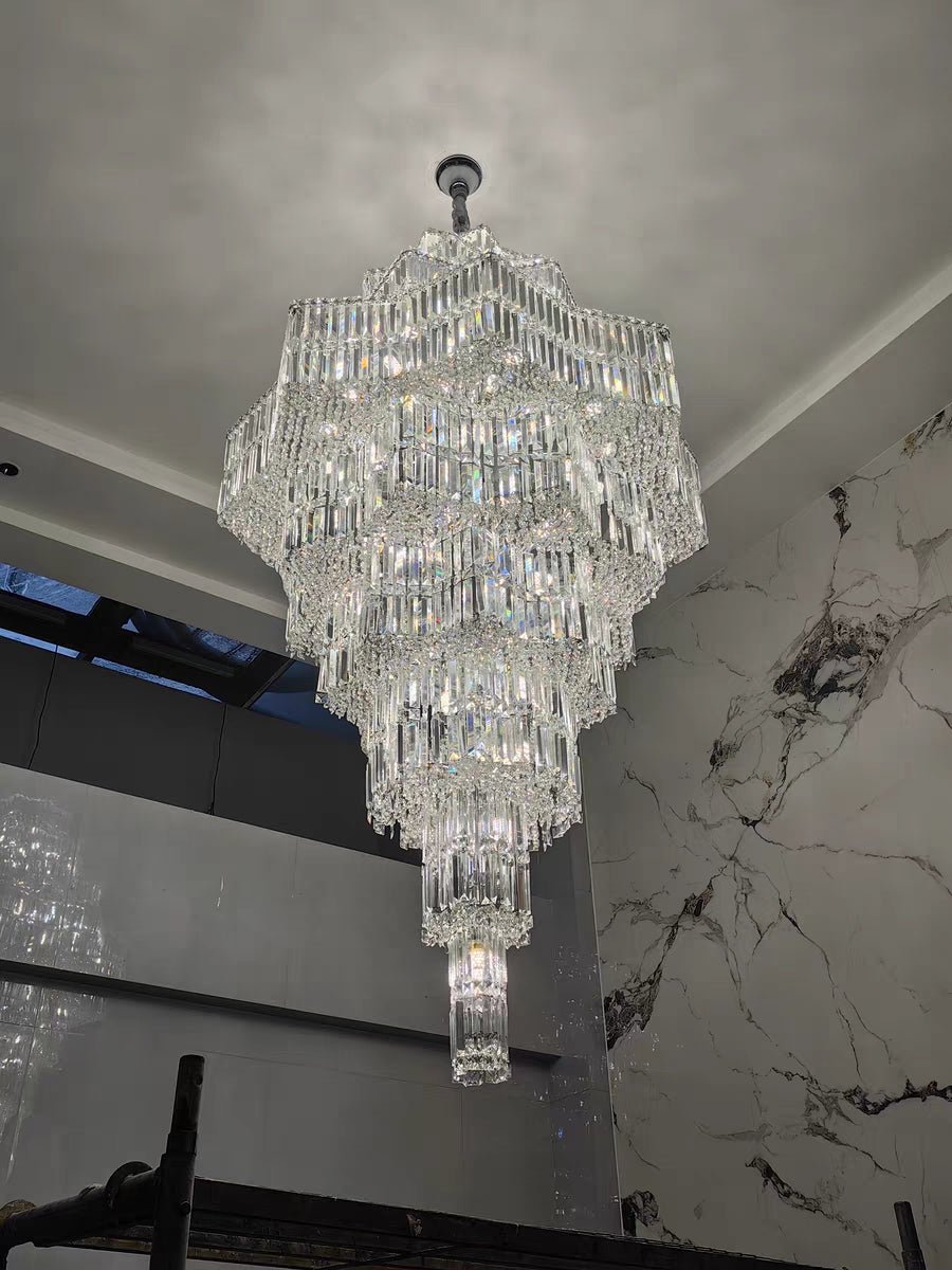 Luxury Extra Large Plaza Multi-Tier Crystal Chandelier For Hotel Hall / 2 Story Foyer / High Ceiling Living Room-Chandeliers-Manolights-Manolights