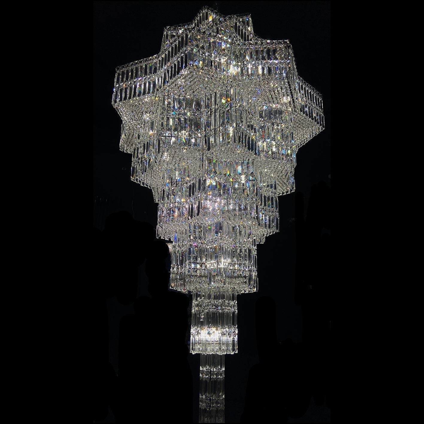 Luxury Extra Large Plaza Multi-Tier Crystal Chandelier For Hotel Hall / 2 Story Foyer / High Ceiling Living Room-Chandeliers-Manolights-D39.4"*H70.9"(D100cm*H180cm)/40 Lights/75.9 kg-Warm Light-Manolights