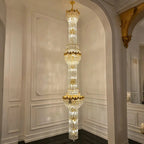 Luxury Majesty Grand Crown Top Cascading Long Tiered Crystal Chandelier - D23.62"*H137.80" (D60cm*H350cm)Warm LightManorlights