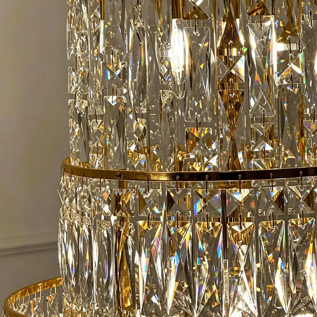 Luxury Majesty Grand Crown Top Cascading Long Tiered Crystal Chandelier - D23.62"*H137.80" (D60cm*H350cm)Warm LightManorlights
