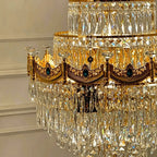 Luxury Majesty Grand Crown Top Cascading Long Tiered Crystal Chandelier - D23.62"*H137.80" (D60cm*H350cm)Warm LightManorlights