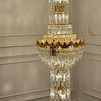 Luxury Majesty Grand Crown Top Cascading Long Tiered Crystal Chandelier - D23.62"*H137.80" (D60cm*H350cm)Warm LightManorlights