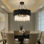 Luxury Modern Living Room Black Crystal Light Fixture - W17.7‘’×H15''Manorlights