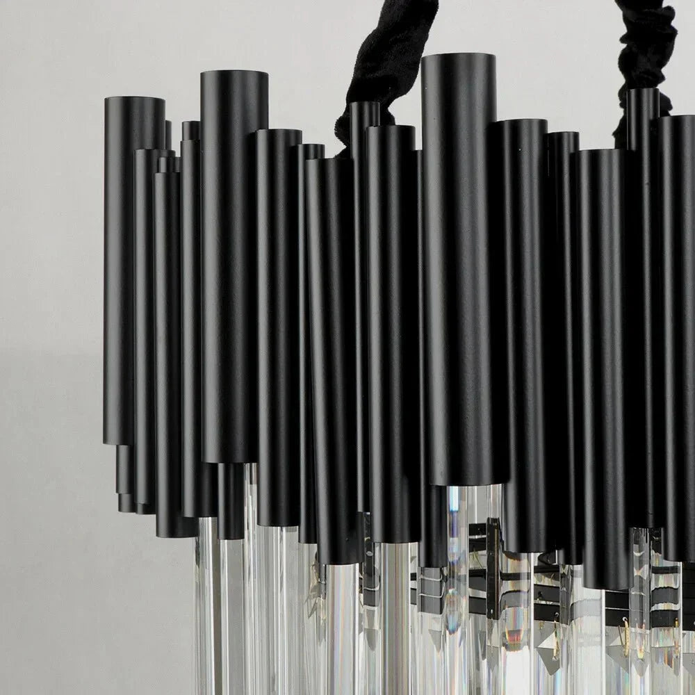 Luxury Modern Living Room Black Crystal Light Fixture - W17.7‘’×H15''Manorlights