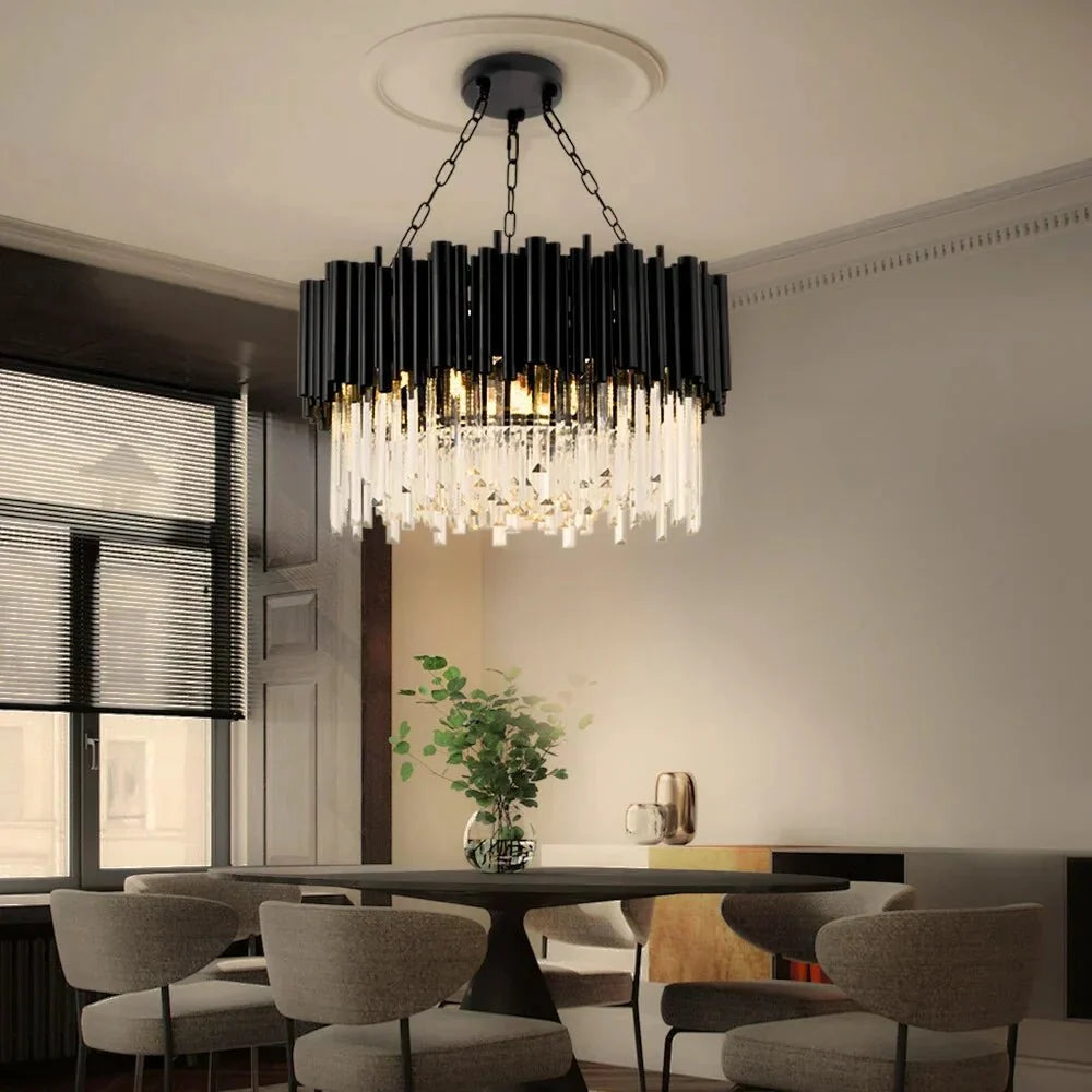 Luxury Modern Living Room Black Crystal Light Fixture - W17.7‘’×H15''Manorlights