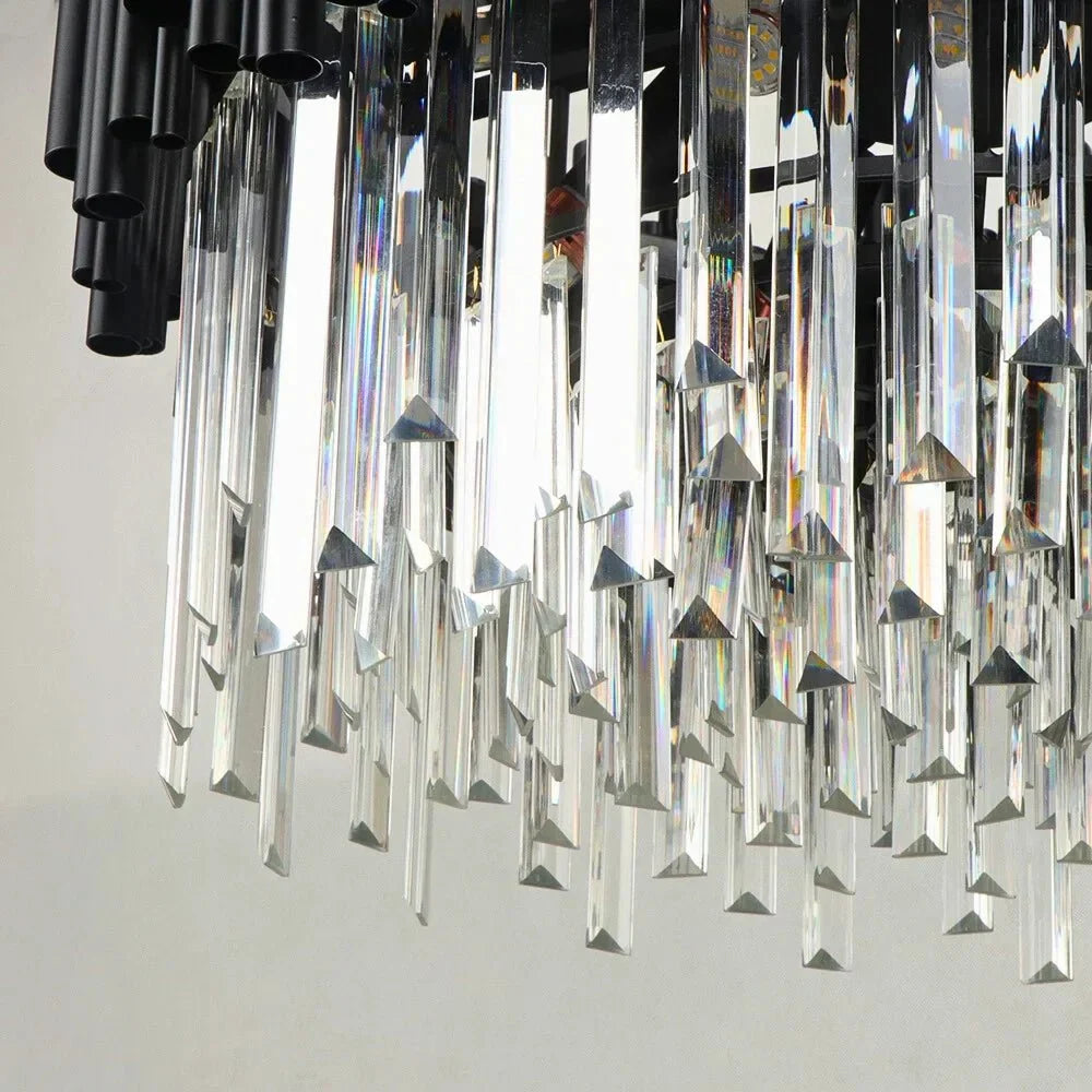 Luxury Modern Living Room Black Crystal Light Fixture - W17.7‘’×H15''Manorlights