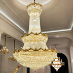 Luxury Palace-Style Tiered Gilded Brass Arm Crystal Chandelier - D64.96"*H90.55" (D165cm*H230cm)Warm LightManorlights