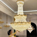 Luxury Palace-Style Tiered Gilded Brass Arm Crystal Chandelier - D64.96"*H90.55" (D165cm*H230cm)Warm LightManorlights