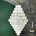 Luxury Sculpted Pyramid-Tier Alabaster Chandelier for High Ceiling - D48.03"*H44.09"(D122cm*H112cm)/85kgWarm Light 3000KManorlights