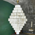 Luxury Sculpted Pyramid-Tier Alabaster Chandelier for High Ceiling - D48.03"*H44.09"(D122cm*H112cm)/85kgWarm Light 3000KManorlights