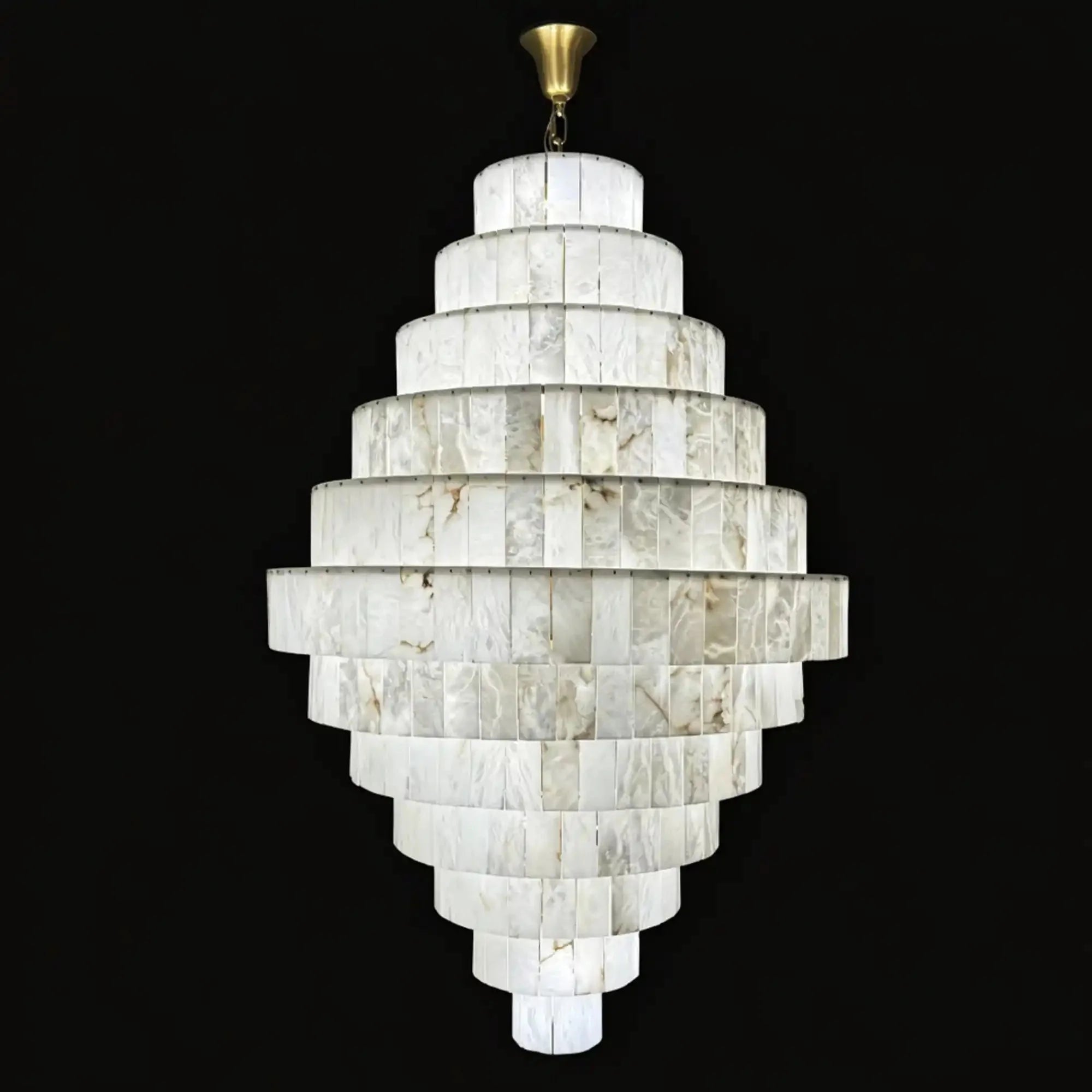 Luxury Sculpted Pyramid-Tier Alabaster Chandelier for High Ceiling - D48.03"*H44.09"(D122cm*H112cm)/85kgWarm Light 3000KManorlights