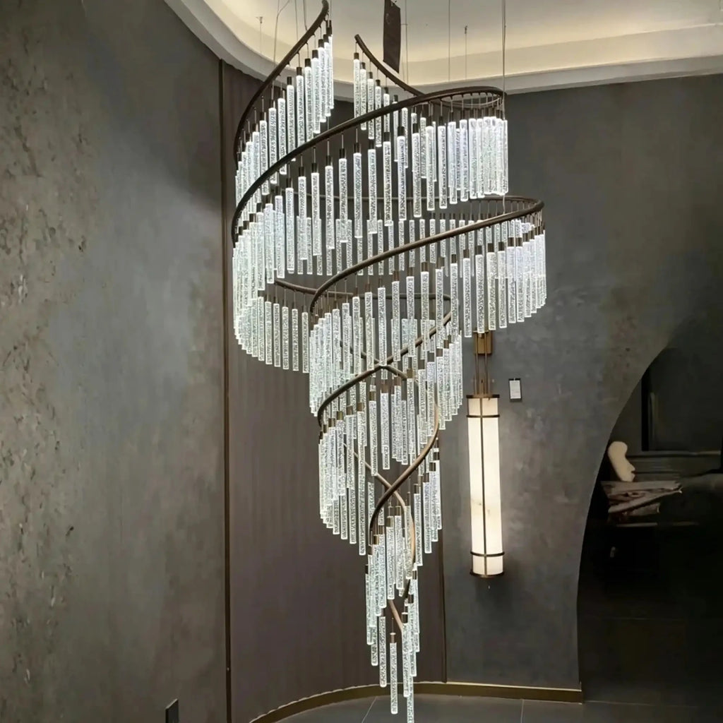 Luxury Spiral Bubble Crystal Chandelier for High Ceiling - D59.1"*H110.24"(D150cm*H280cm)Warm LightManorlights