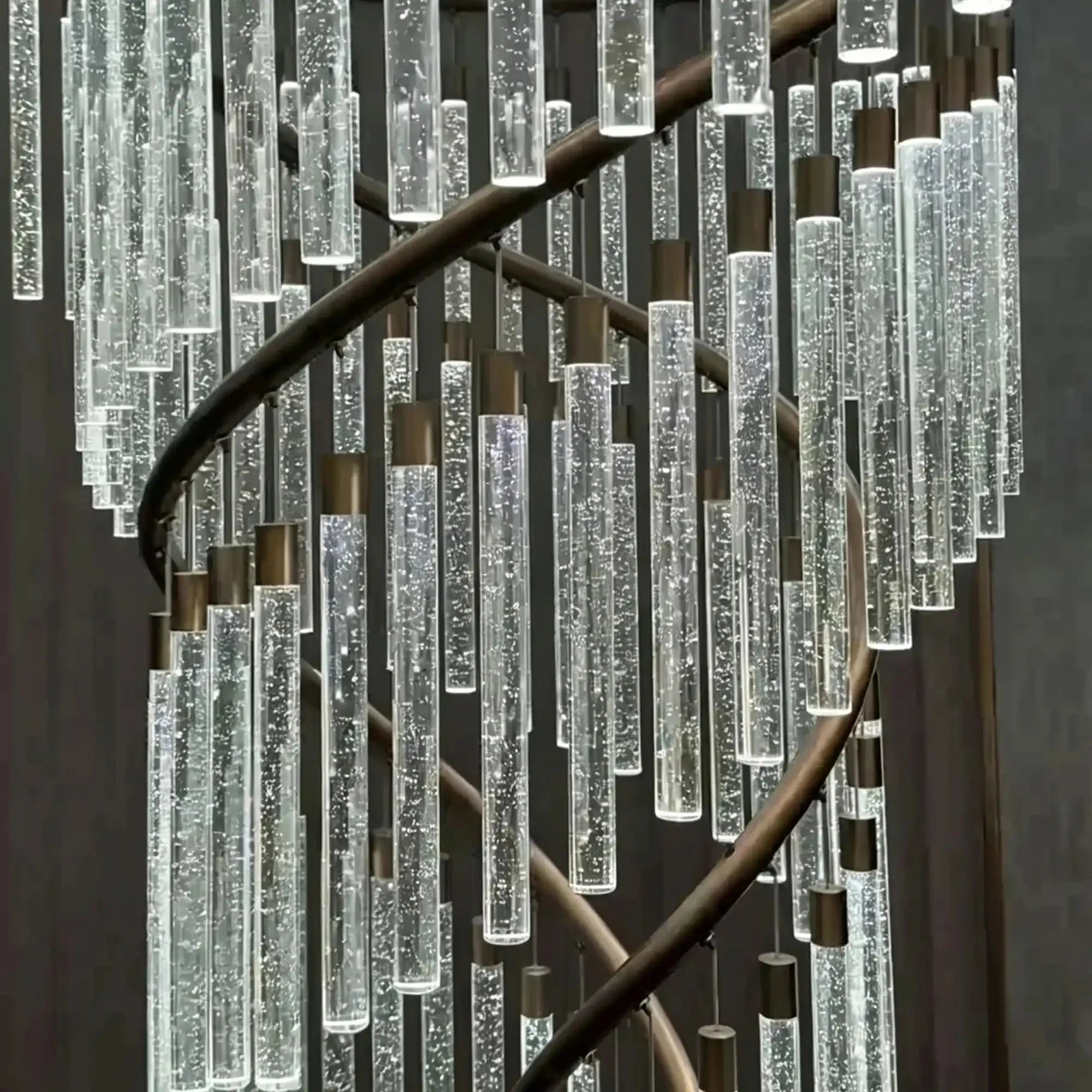 Luxury Spiral Bubble Crystal Chandelier for High Ceiling - CustomWarm LightManorlights