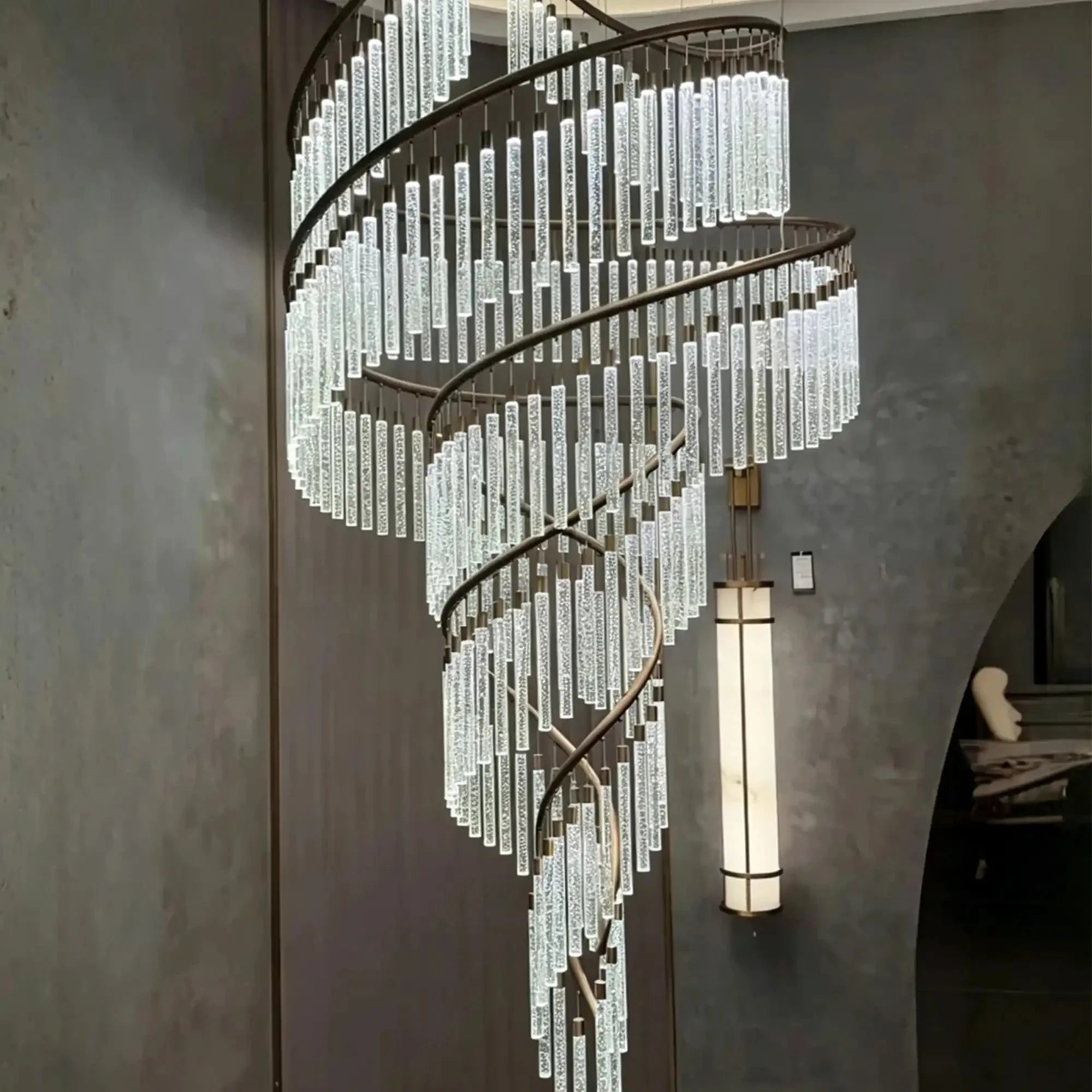 Luxury Spiral Bubble Crystal Chandelier for High Ceiling - CustomWarm LightManorlights