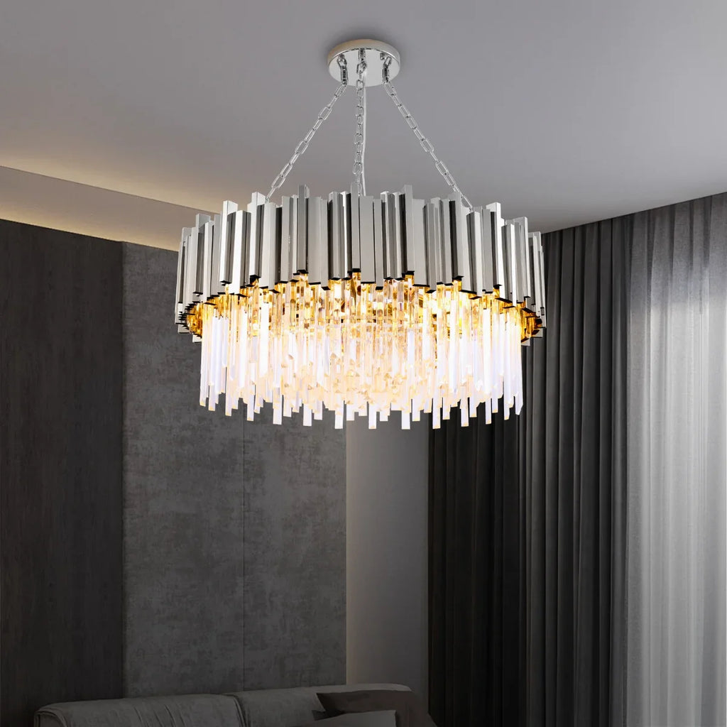 Astra Gold/Chrome Crystal Chandelier for Living Room & Dining Room-Crystal Chandelier-Manorlights