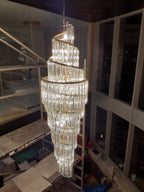 Luxury Spiral Crystal Chandelier for High-ceiling/Foyer/Staircase-Chandeliers-Manorlights