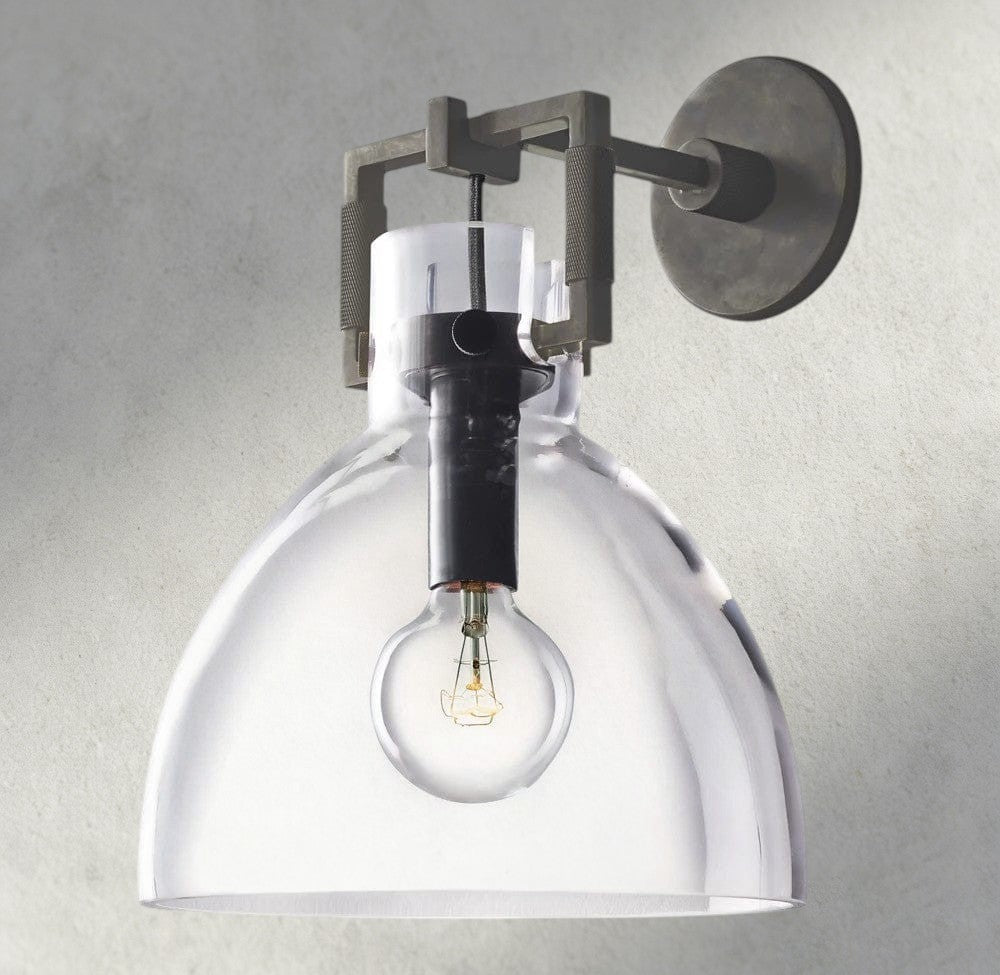 MACHINIST GLASS CLOCHE SCONCE 8", 10"-wall sconce-Manorlights